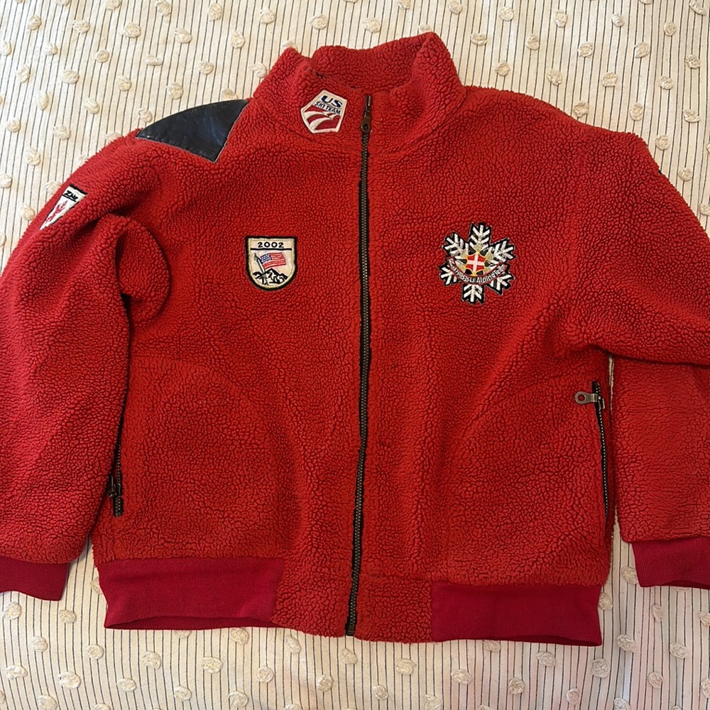 2002 USA Alpine Ski team Zah Buu Olympic Olympiastadt Patches Fleece Jacket